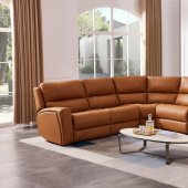 70815M Power Reclining Sectional Sofa in Pumpkin Leather by J&M