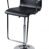 Black Leather Match Upholstery Set of 2 Bar Arm Stools