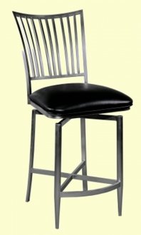 Nickel Plated Base & Black Vinyl Seat Set of 2 Swivel Barstools