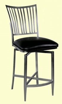 Nickel Plated Base & Black Vinyl Seat Set of 2 Swivel Barstools [CYBA-ASHTYN-BS]