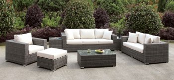 Somani CM-OS2128-18 7Pc Outdoor Patio Sofa Set in Ivory & Gray [FAOUT-CM-OS2128-18-Somani]