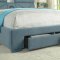 Asha Bed CM7892 in Blue Linen-Like Fabric