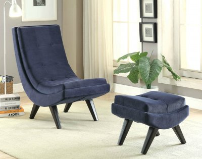 Esmeralda Accent Chair w/Ottoman CM-AC6839NV in Navy Fabric