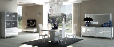 Caprice White Dining Table by At Home USA w/Optional Items