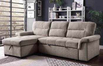 Anabel Sectional Sofa CM6023 in Light Gray Linen-Like Fabric [FASS-CM6023-Anabel]