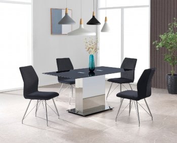 D1530DT Dining Set 5Pc by Global w/Black Velvet Side Chairs [GFDS-D1530DT-D1609DC-BL-Velvet]