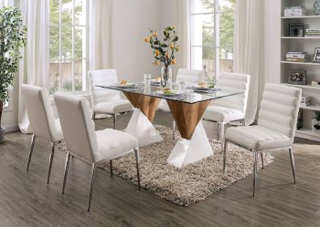 Binjai Dining Table FOA3747T in White & Natural Tone w/Options [FADS-FOA3747T-Binjai]