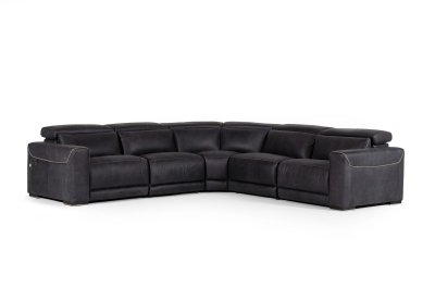 Thelma Motion Sectional Sofa in Black Full Leather by VIG