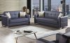 Viva Italia Sofa Bed in Navy Blue Leatherette by Mobista