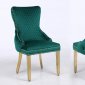 Leo Gold Dining Chair Set of 2 in Green Fabric