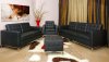 Black Full Leather 3PC Living Room Set w/Free Ottoman