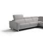 Augusto Large Sectional Sofa in Light Grey Leather by Whiteline