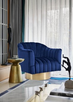 Farrah Accent Chair 520 in Navy Velvet Fabric by Meridian [MRCC-520 Farrah Navy]