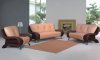 Brown and Beige Two-Tone Leather Living Room Sofa w/Options