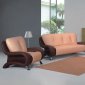 Brown and Beige Two-Tone Leather Living Room Sofa w/Options