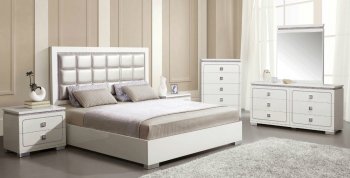 Valentina Bedroom 20250 in Pearl PU & White by Acme w/Options [AMBS-20250-Valentina]