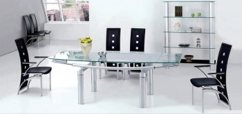 Contemporary Dinette Table With Extendable Glass Top [AEDS-106DT]