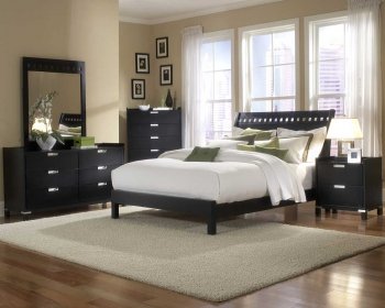 Black Finish Contemporary Bedroom w/Optional Items [HEBS-1347-Bella]