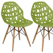 Akron Set of 4 Dining Chairs Ak19GR in Green by LeisureMod