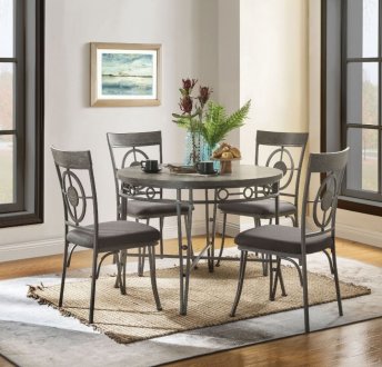 Landis Dining Table 5Pc Set 73185 in Oak & Gunmetal by Acme