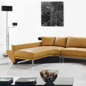 Jupiter Mustard Leather Modern Sectional Sofa w/Chrome Legs