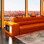 Polaris Mini Sectional Sofa in Orange Bonded Leather by VIG