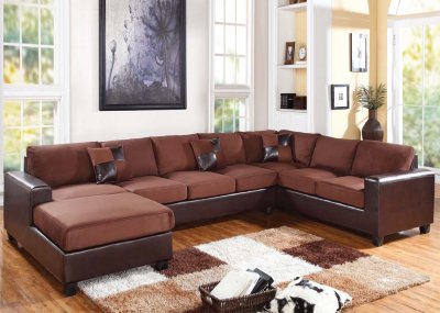 56000 Dannis Reversible Sectional Sofa in Chocolate by Acme