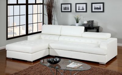 Floria Sectional Sofa CM6122WH in White Bonded Leather Match