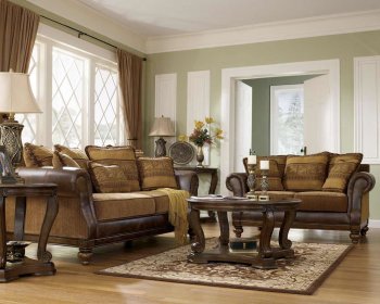 Brandy Fabric & Leatherette Stylish Traditional Sofa & Loveseat [JTS-52301]