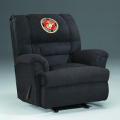 Black Fabric Modern Rocker Recliner w/US Marines Emblem