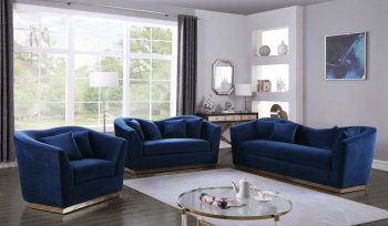 Arabella Sofa 617 in Navy Velvet Fabric by Meridian w/Options [MRS-617 Arabella Navy]