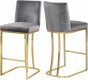 Heidi Counter Stool 777 Set of 2 Grey Velvet Fabric by Meridian