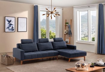 Summer Sectional Sofa in Dark Blue Fabric by ESF [EFSS-Summer Dark Blue]