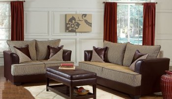 Two-Tone Modern Living Room w/Soft Light Brown Fabric Seats [JTS-5130]