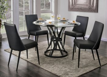 Porrima 5Pc Dinette Set FOA3723 in Black & Glass [FADS-FOA3723T-Porrima]