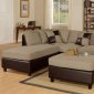 Pebble Microfiber Contemporary Sectional Sofa w/Ottoman