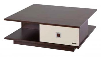 Brown & White Modern Wooden Square Coffee Table w/Shelves [IKCT-MOON-SQUARE]