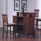 Walnut Finish Contemporary Bar Counter With Wine Rack