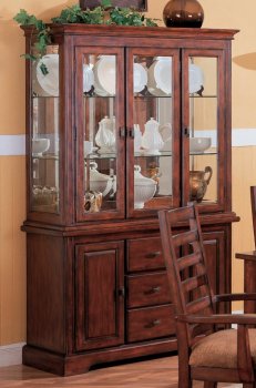 Distressed Walnut Contemporary Buffet with Hutch [CRBU-40-100141]