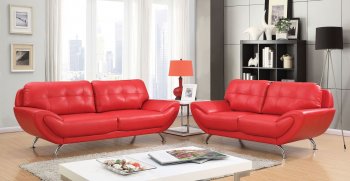 Reanna Sofa CM6414RD in Red Breathable Leatherette w/Options [FAS-CM6414RD-Reanna]