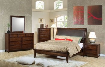 Deep Brown Contemporary Bedroom w/Platform Bed & Vinyl Headboard [CRBS-168-200640]