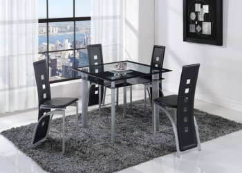 D1058BT Bar Height Dinette Set 5Pc in Black by Global [GFDS-D1058BT-D1058BC]