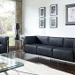 Charles Grande Sofa in Black Leather by Modway w/Options