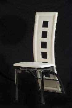 Set of 4 White Bicast Contemporary Dining Chairs w/Chrome Legs [GRDC-PD-020-White]