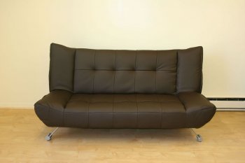 Chocolate, Black or White Leatherette Stylish Convertible Sofa [JMSB-Downtown Chocolate]