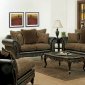 Brown Fabric and Dark Brown Vinyl Classic Sofa & Loveseat Set