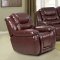 7252 Reclining Sofa in Burgundy Bonded Leather w/Optional Items