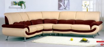 Two-Tone Leather Modern Sectional Sofa w/Chromed Metal Legs [EFSS-27]