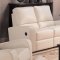 Cream Bonded Leather Modern Reclining Living Room Sofa w/Options