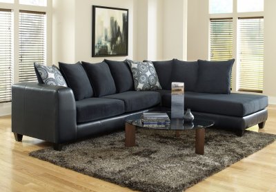 4502 Sectional Sofa in Blue Microfiber & Bi Cast